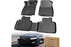 AAGDD TPE All-Weather Floor Mats for Honda Accord 2018-2022 | Custom Fit Heavy Duty Truck Floor Liners | Front & Rear Row Protection | Durable, Odorless, Easy to Clean (3-Piece Set, Black)