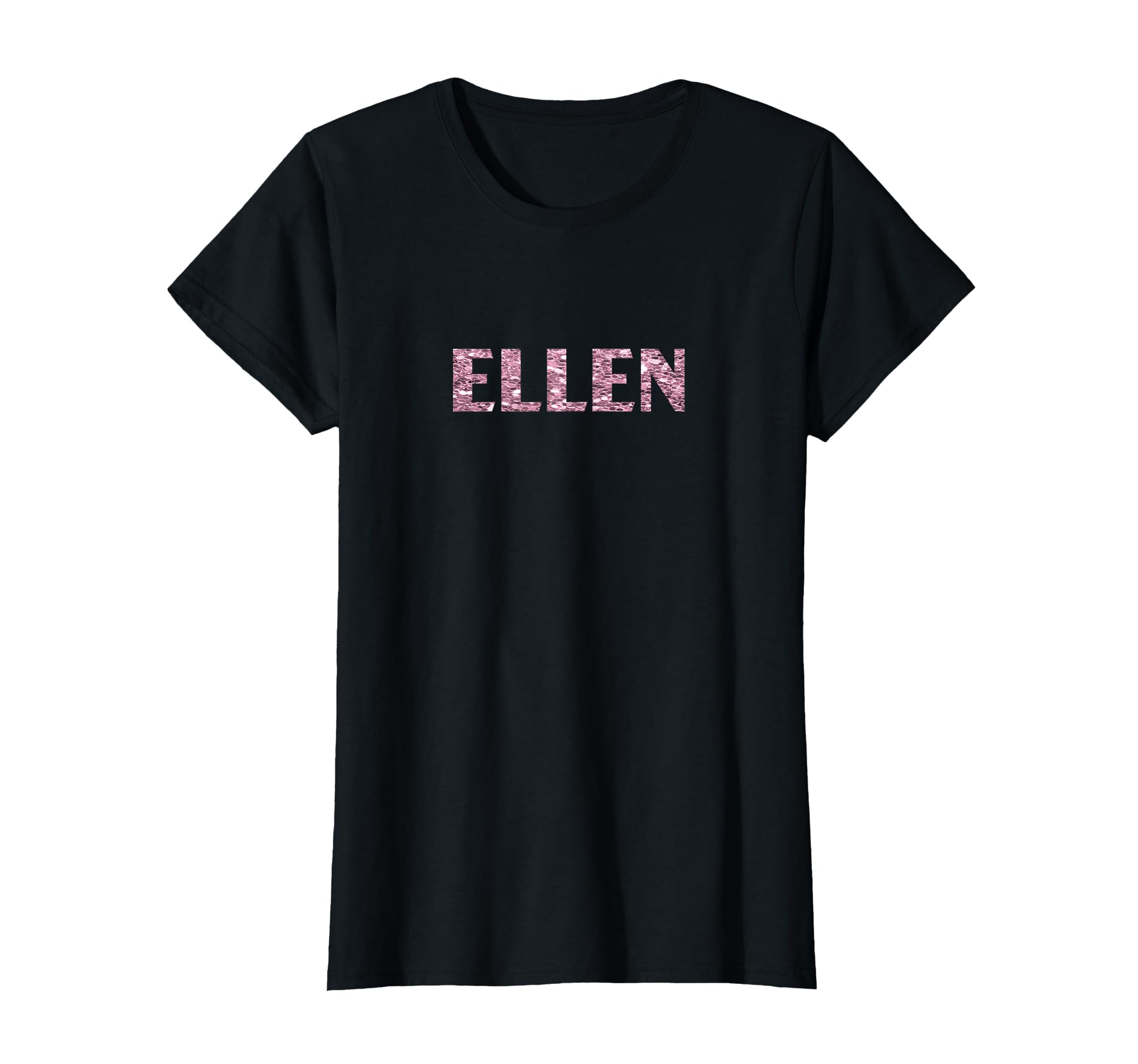 Photo 1 of BernieDesigns Names Pink Ellen Heart Pink T-Shirt Women X-Small Black Letter Print Lace Embellishment Modern Casual T-Shirt, Pink 