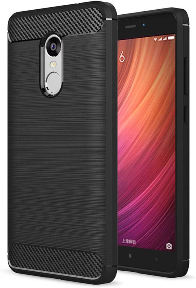 Norby Solid Slim Rugged Shockproof Armor with Carbon Fiber Back Cover Case for Xiaomi Redmi Note 4 India Version (Black)