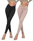 ODODOS 2 Pack Buttery Soft Cross Waist Leggings for