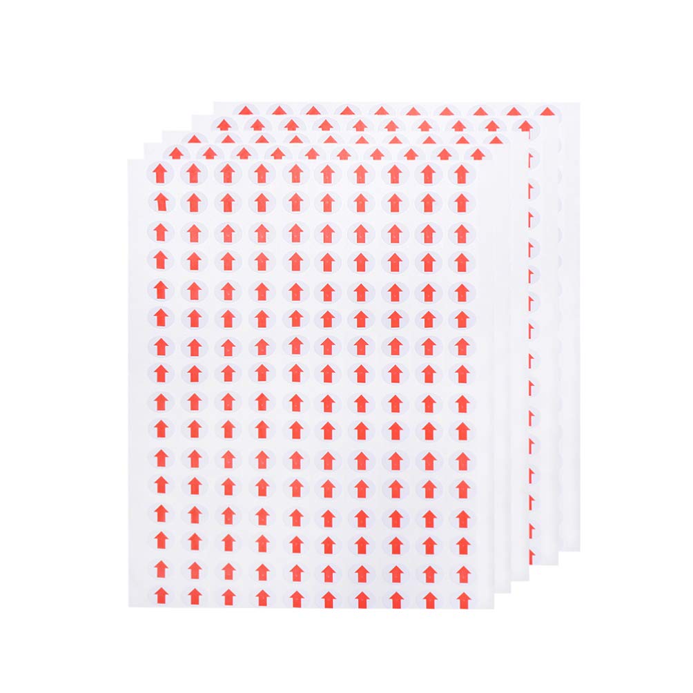 NUOBESTY 6400pcs Red Round Arrow Dot Stickers Removable Self Adhesive Red Arrow Paper Labels Products Inspection Defect Indicator Stickers