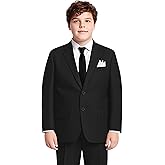 Marvelous World Boys' Plus Size Husky Stretch Suit Set, Youth Suit Size 8-20, Adjustable Waist