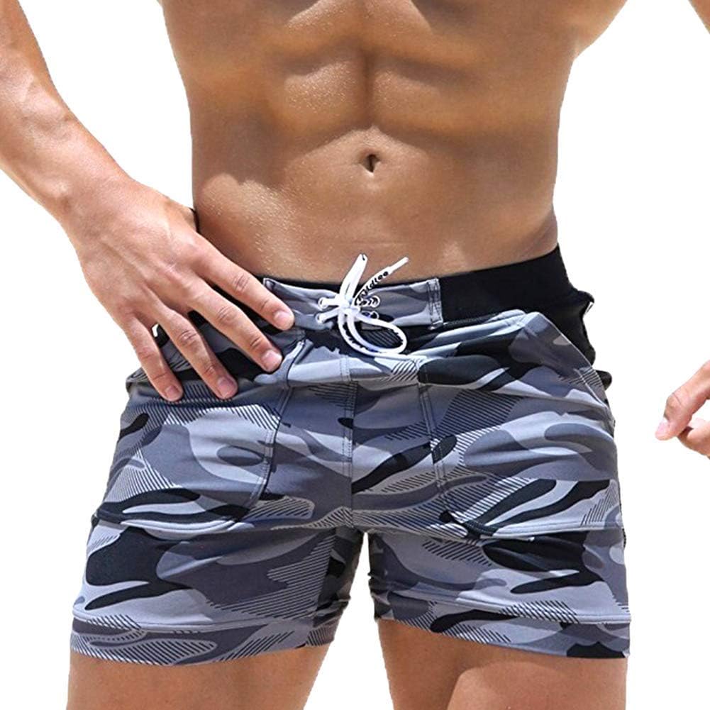 Asseny Men Swim Shorts Swimwear Swimming Trunks Camouflage Beach Running Boxer Briefs Pants
