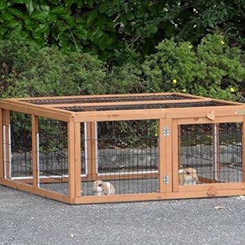 Animalhouseshop.de Kaninchen-Freilaufgehege Multirun Redbrown mit Nagerschutz 109x116x48cm