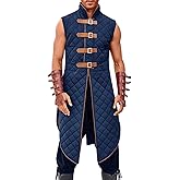 Runcati Men's Padded Gambeson Vest Sleeveless Aketon Armor Medieval Knight Surcoat Halloween LARP Costume Dress