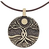 Viking Tree of Life Pendant Necklace for Men Women, Moon Pendant Jewelry Nordic Myth Celtic Knot World Tree Necklace, 60cm Chain Vintage Viking Necklace Charm Christmas Jewelry Gift for Women Men