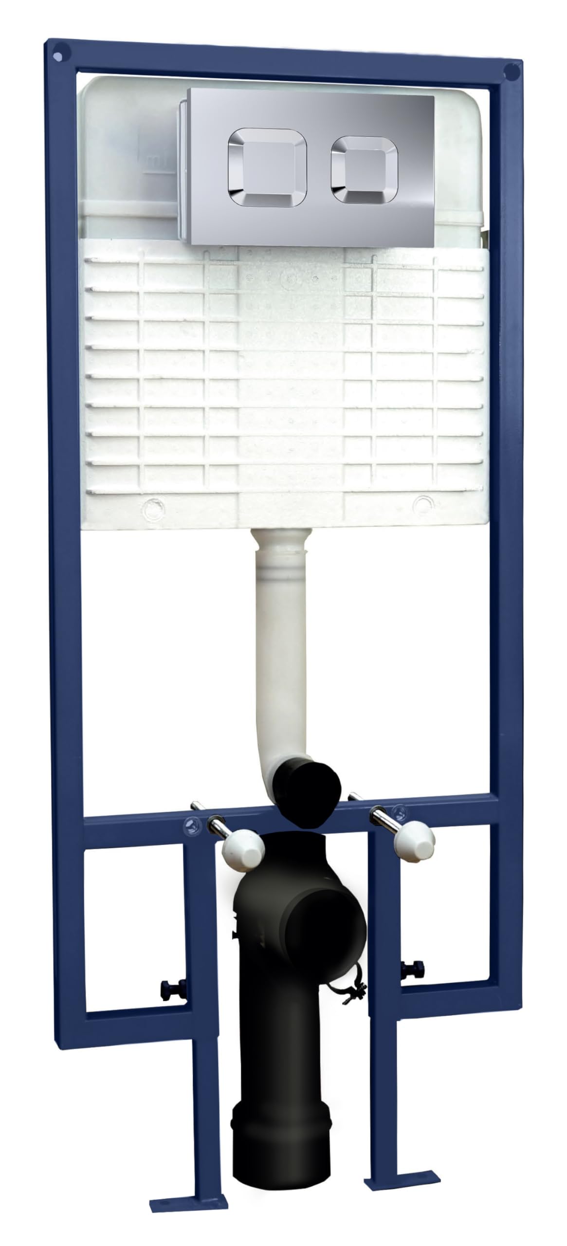 Nuie XTY009S | Modern Bathroom Dual Flush Square Push Button Cistern, 1136mm x 520mm, Bright Chrome