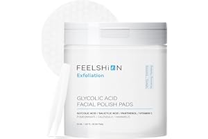 FEELSHION Glycolic Acid Exfoliating Face Pads | Exfoliation Pads with Salicylic Acid, Vitamins(B5 C) | Natural Formula-Calendula, Centella Daily Facial Resurfacing Pad, Cruelty Free(50Pcs)