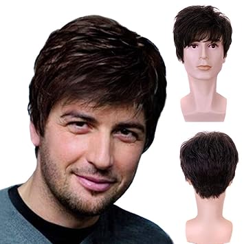 Conlanex Fashion Wigs Cosplay Short Natural Hair Mixed Dark Brown