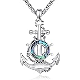 HKPATOP Anchor Necklace 925 Sterling Silver Vintage Navy Rope Anchor Pendant Nautical Marine Charm Jewelry for Women Men