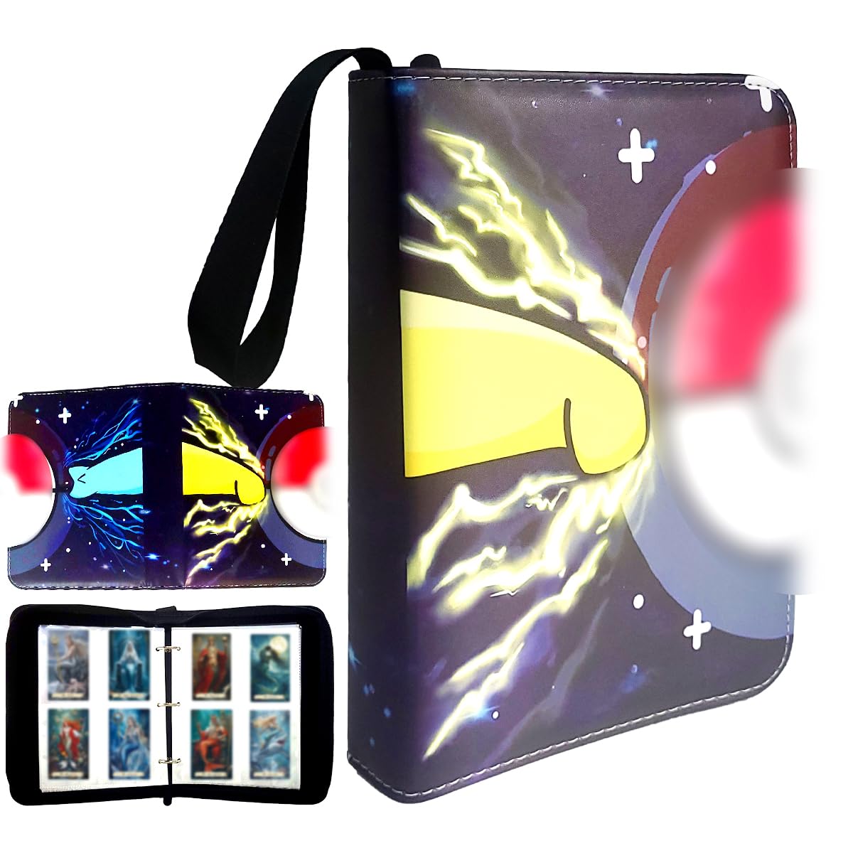 Garegce Trading Card Binder 4-Pocket, 100 Pages 400 Pockets PU Waterproof Card Folder, Card Collection Binder with Zipper-Style 1 — image 1