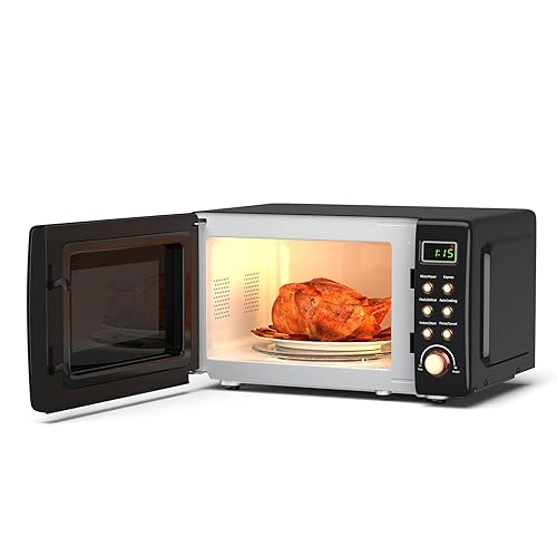 Countertop Retro Microwave Oven, SIMOE Cu Ft Small Microwave with  Defrost, Micro Power, Auto-cooking S