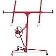 Elevon 11FT Drywall Lift Panel Hoist Jack Lifter, 150LBS Heavy Duty Sheetrock Lift, Rolling Caster Wheels, Lockable Construction Tools, Adjustable Telescopic Arm, Red