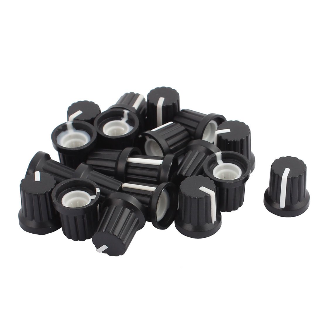 Sourcingmap 20Pcs Plastic 6mm Diameter Bulb Light Lamp Dimmer Control Rotary Knob Cap Black