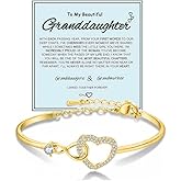 To My Granddaughter Forever Connected Bracelet From Grandma, Infinity Love Cuff You Are Always In Mine Heart Cubic Zirconia Adjustable Womens Inspirational Gift Jewelry