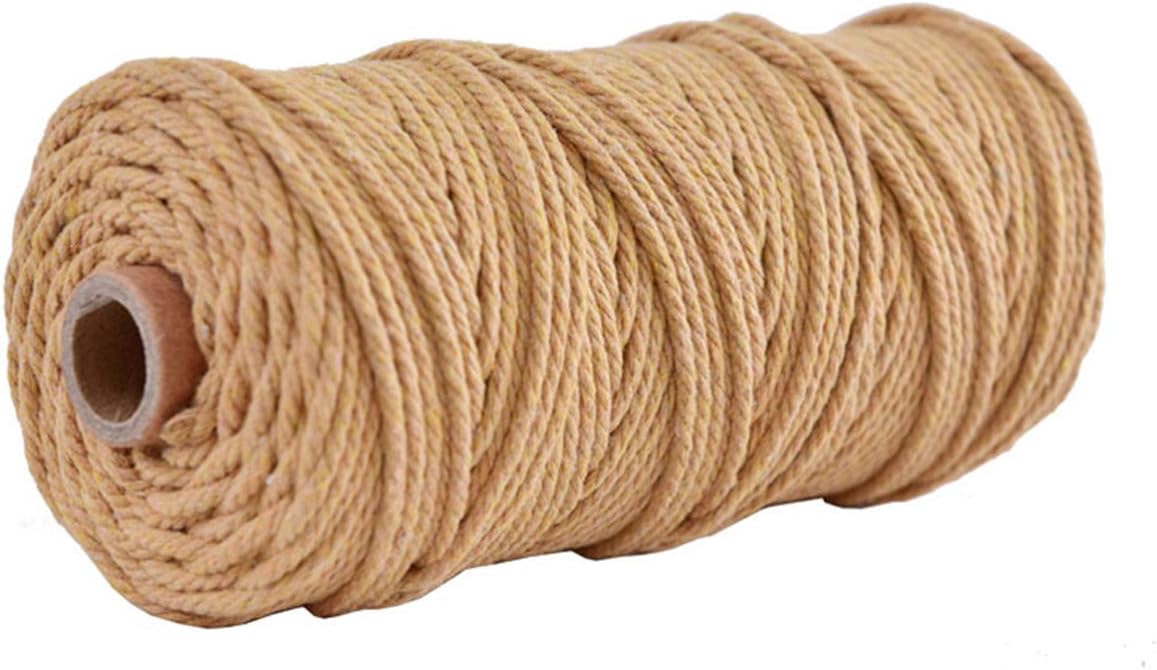 Vivianbuy Ginger 3mm/4mm Dia 328ft Macrame Cotton Cord Twist Macrame String Soft Macrame Rope for Handmade Plant Hanger Craft Making and DIY Projects