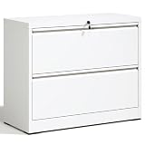 OPTYMIRA 2 Drawer Lateral File Cabinet with Lock Heavy Duty Large Metal Filing Cabinets Home Office White Locking Cabinets Wide Steel Cabinet for Legal/Letter Size,Assembly Required