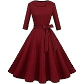 Wedtrend Women's 1950s Dresses 3/4 Sleeve Vintage Dress 40s Style Cocktail Dresses for Woman