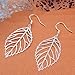925 Sterling Silver Floral 3D Filigree Hollow Leaf Hook Drop Dangle Earrings