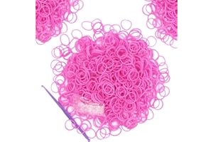 WEI LONG 6000-Pack Rubber Loom Bands Barcelet Making Kit,50PCS S-Clips10-Hooks,Colorful Rubber Bands Refill Kits forKids Weaving DIY Crafting Gift (Pink)