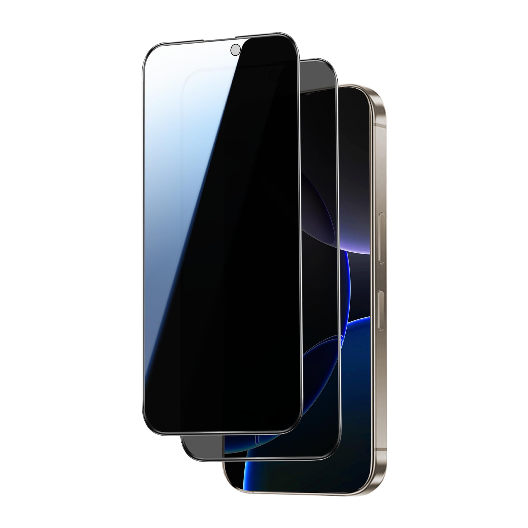Photo 1 of Juvraixo for iPhone 16 Pro Max Privacy Screen Protector 6.9 inch Tempered Glass 28° Anti-Spy Private Anti Blue Light Full Coverage Anti-Scratch HD Easy Install Frame 2 Pack