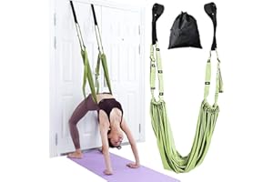 PRICEXES Yoga Stretching Strap, Adjustable Height Leg Stretcher Waist Back Stretch Band Aerial Yoga, Anti-gravity Inversion Exercises Door Flexibility Tensile Trainer for Rehab Pilates Dance Splits