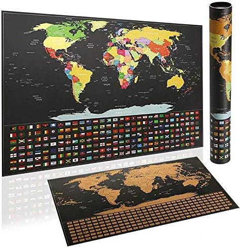 No.6 Scratch Off Map of The World Detailed Cartography, Scratch Off Tools