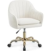 BestEra Vanity Chair with Wheels, Comfy Home Office Desk Chairs Adjustable Modern Velvet Makeup Vanity Chairs for Bedroom Liv