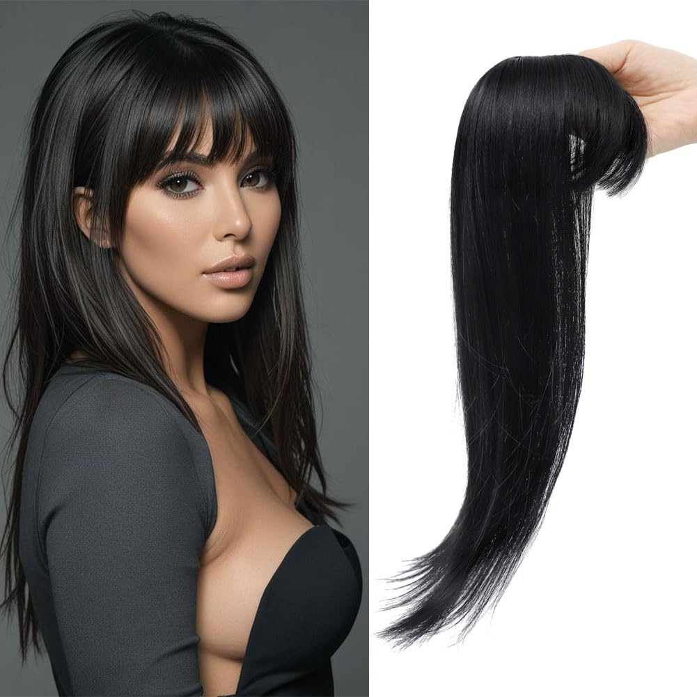 LOSMOEER Natural Black Hair Topper for Women - 18 Inch Fluffy Clip-in ...
