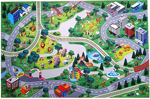 Silli Me Animal World Zoo Play Mat with Roads and Train Tracks