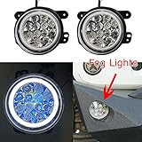 Hooke Road Jeep Wrangler Fog Lights Blue Driving Lamps w/White Halo for 2007-2018 Jeep Wrangler JK