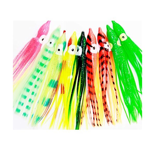 Luengo-30pcs75cm9cm12cm-Multicolour-Soft-Plastic-Octopus-Lures-Hoochie-Squid-Skirt-Lures-Trolling-Saltwater-Bait