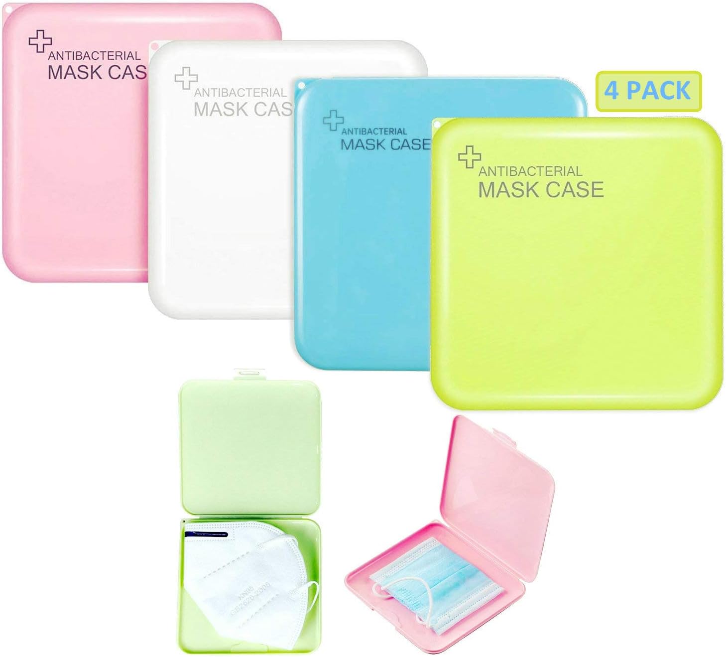 4 PACK Mask Storage Box Portable Mask Case Hygiene Storage