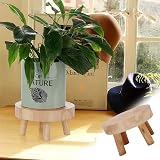 ViaForest Flower Pot Holder Solid Wood Stand Beige Indoor Outdoor Round Plant view 6