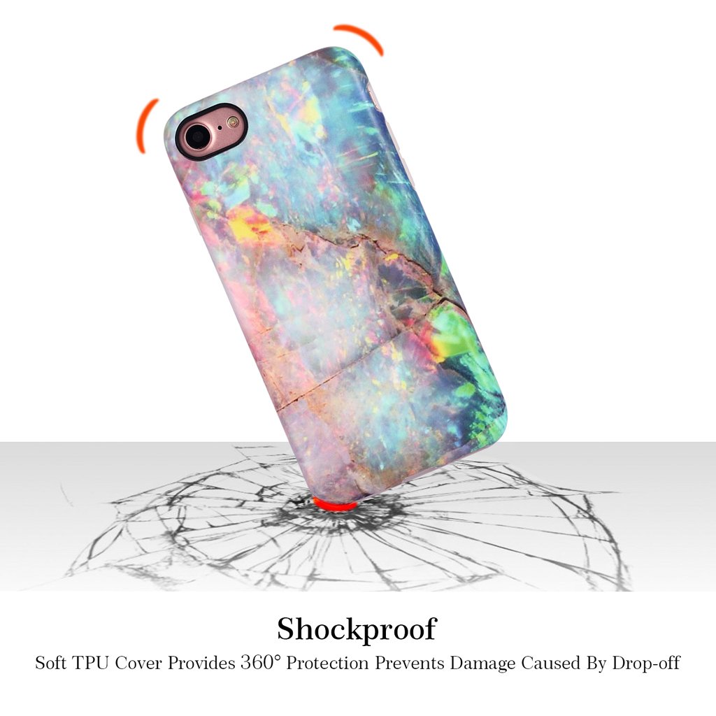 Nasousa iPhone 8 for Girls,iPhone 7 marble case,IMD Printing Slim-Fit Ultra-Thin Anti-Scratch Shock Proof Dust Proof Anti-Finger Print TPU Case for iPhone 7 8 (4.7 inch)(Colorful Marble)