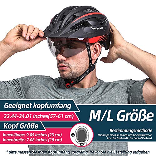 VICTGOAL Fietshelm Heren Mountainbike Helm met Afneembaar Magnetisch Vizier Afneembare Zonbeschermingskap en LED… - Image 7