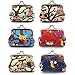 Elesa Miracle 6pc Women Girl Canvas Owl Coin Purse Clutch Pouch Wallet Value Set