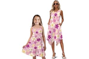 doginthehole Mommy and Me Family Matching Dress Summer Sleeveless Dresses Hawaiian Matching Mom and Daughter Outfits