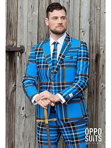 Mens "Ugly Christmas Sweater Blue" Party Suit and Tie by OppoSuits