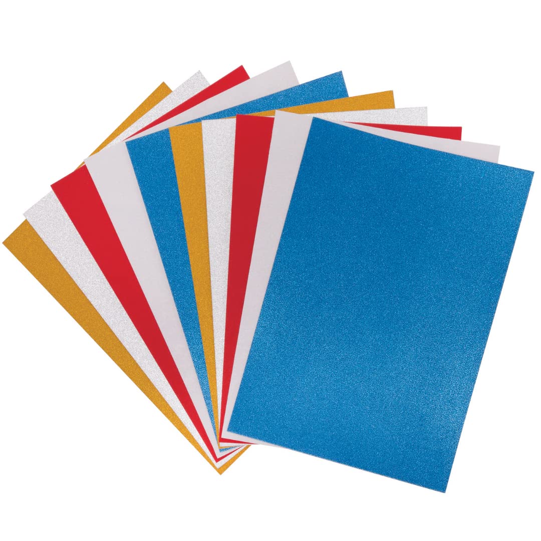 Baker Ross PJ104 Red White and Blue A4 Glitter Card Value Pack - Pack of 20, British Themed Craft Materials