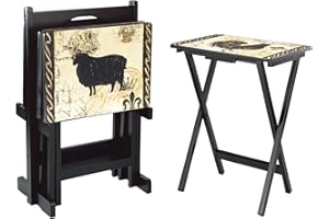 Cape Craftsmen Elegant Rustic Farmhouse TV Dinner Tray | Set of 4 | Foldable with Stand | Easy Storage Decorative Serving Tables for Home Activities