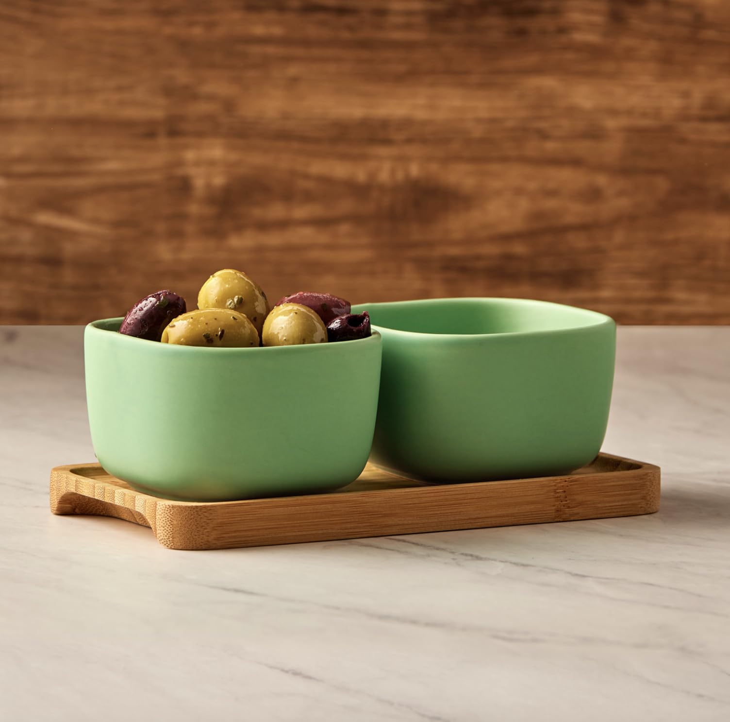 BIA International -Set of 2 Share Square Bowls Green - Stylish Green Bowls