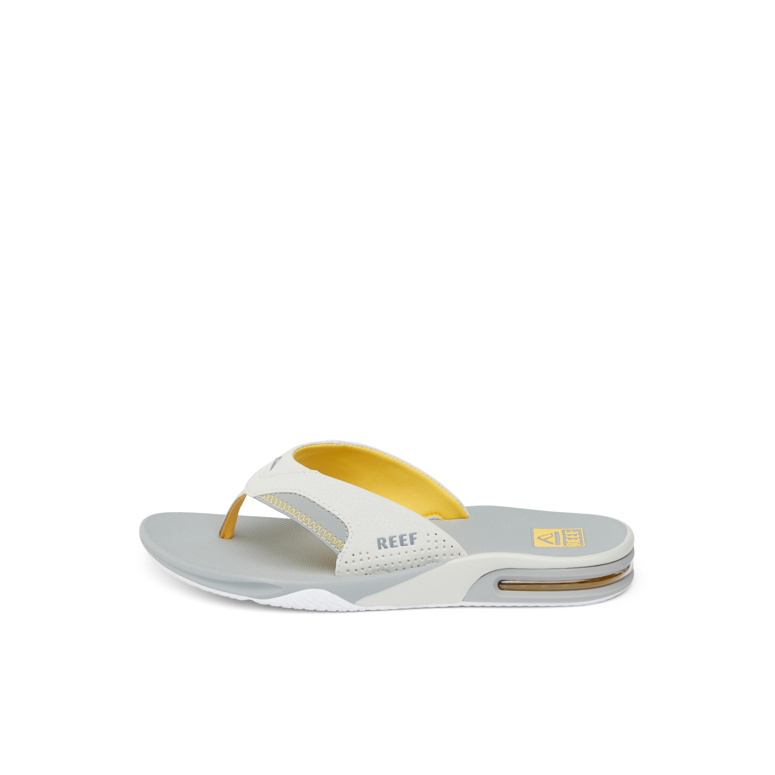 Reef Fanning Mens Bottle Opener Flip Flop, Arch Support, Durable Outsole, Water Friendly, Yellow/Grey/Grey, 8 Image Reef Fanning Mens Bottle Opener Flip Flop, Arch Support, Durable Outsole, Water Friendly, Yellow/Grey/Grey, 8 Image