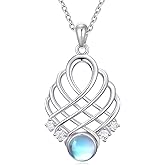 Pextrid 925 Sterling Silver Moonstone Pendant, Cubic Zirconia Moonstone Necklace Jewelry Gift Birthday Gift for Women, with 18"+2" Chain