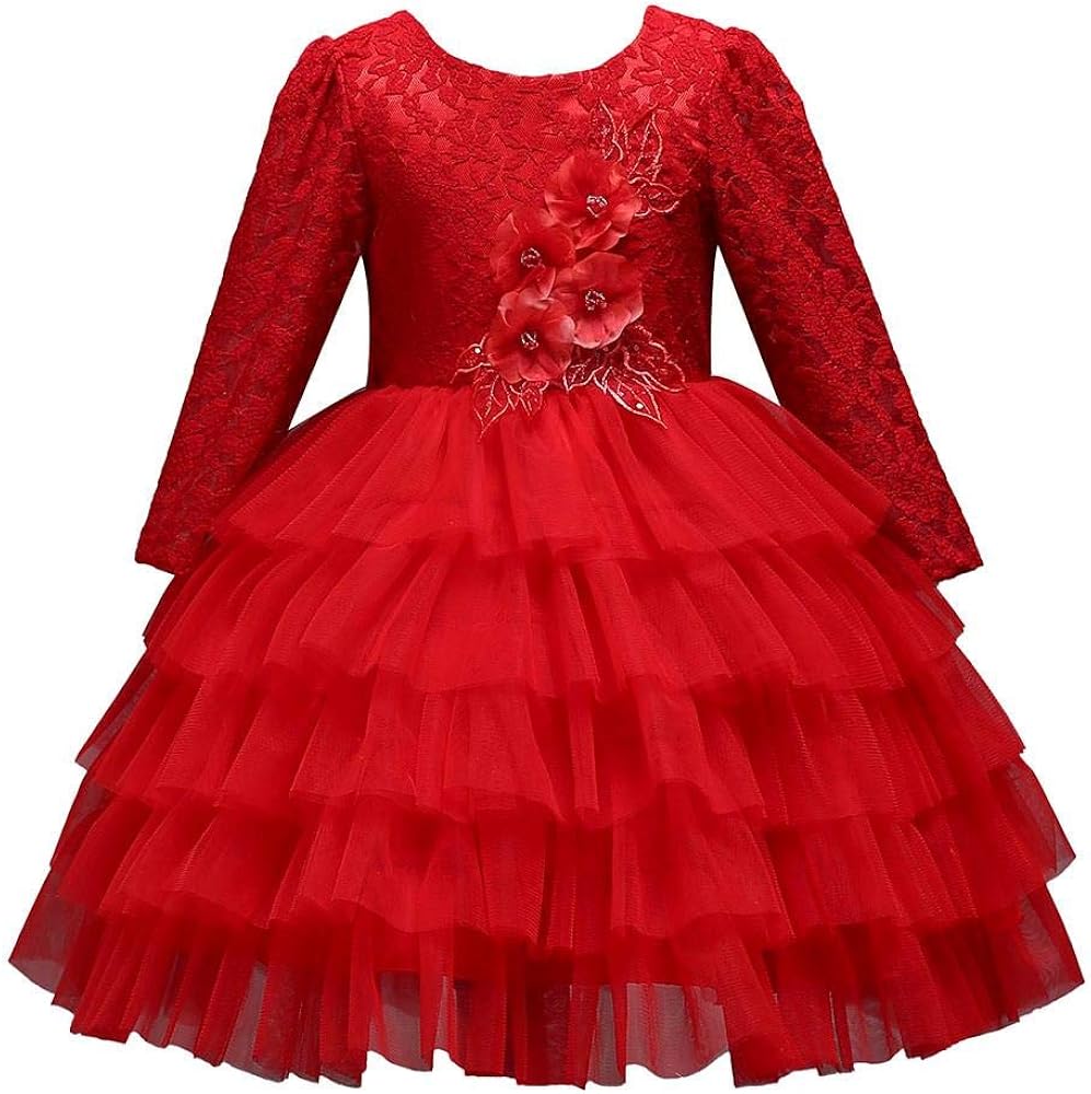 Zerototens Girls Party Dress,15 Years Old Kids Flower Girl Long Sleeve