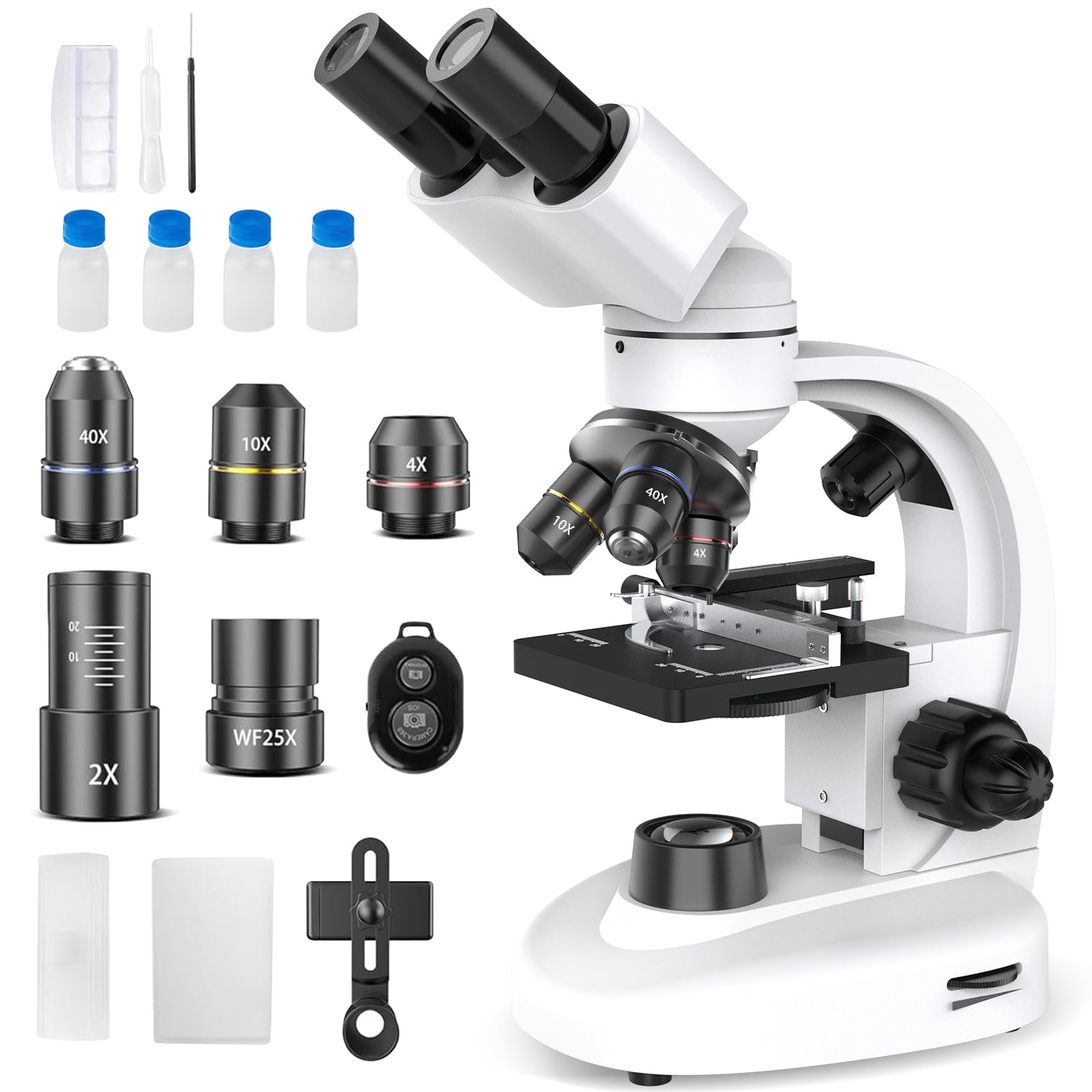 Photo 1 of Compound Binocular Microscope for Kids & Adults - 40X-2000X Magnification Professional Microscopes with Slides - Kids Microscope Kit for School & Family Science Education Equipment