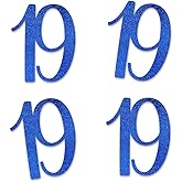 Blue Glitter 19 Cut-Out Numbers, 19th Birthday Party Anniversary Decorations DIY Essentials