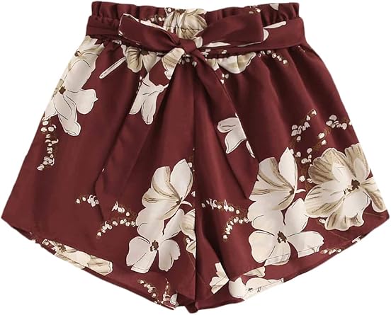 frill waist self tie shorts