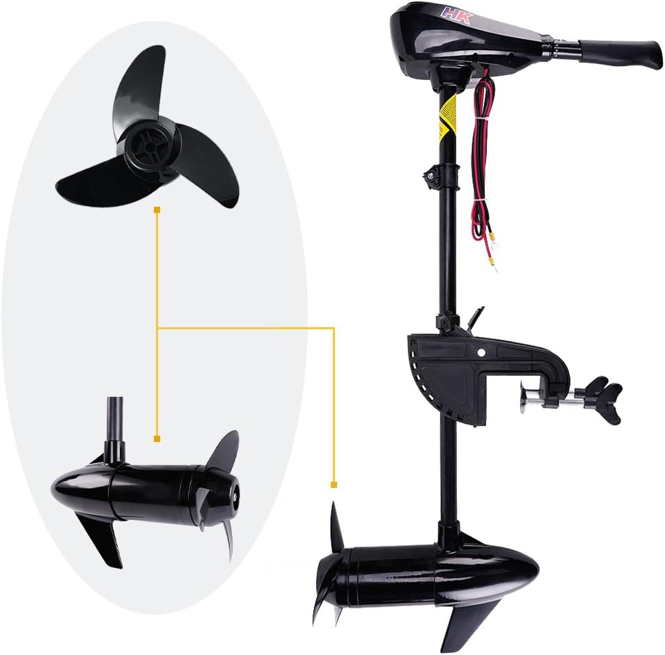 Freshwater Saltwater Electric Mounted Trolling - 40/50/55 LBS Thrust 8 Speed 30/36 Inch Shaft Transom Trolling Motor with Battery Indicator By HK