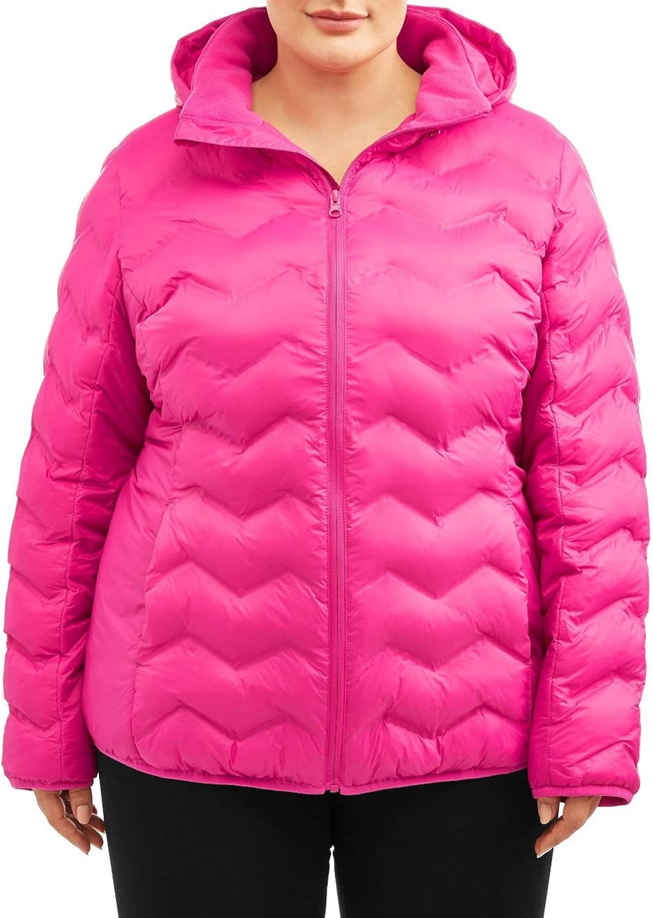 Time and Tru Women's Plus Size Puffer Coat with Hood Clothing